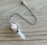 PENDULUM - ROSE QUARTZ MERKABAH - CLEAR QUARTZ POINT - Pendulum - stone - Joy - Journey of You