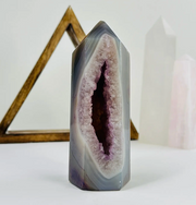 PURPLE AGATE DRUZY CRYSTAL POINT OOAK - GOOD LUCK stone - stone of strength, protection, and harmony - Joy - Journey of You
