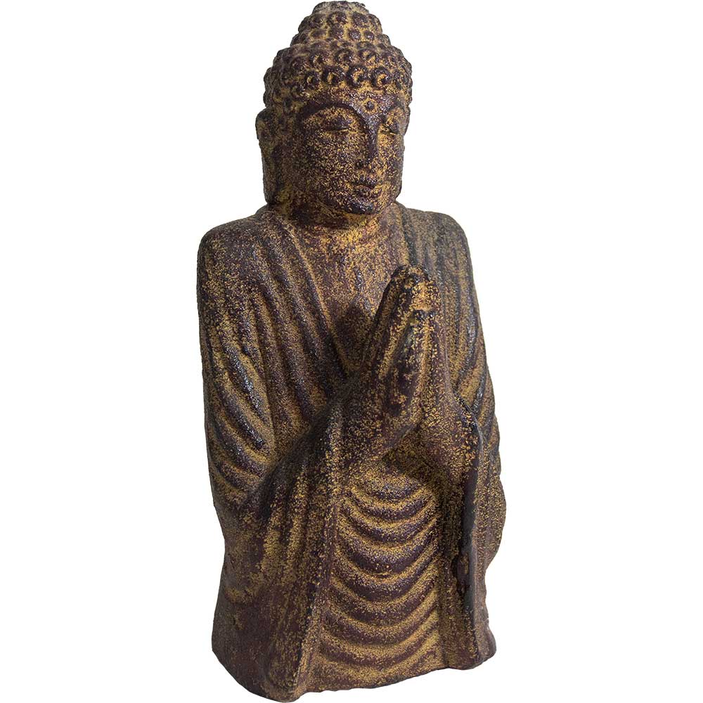 Praying Buddha Bust: Volcanic Stone Statue