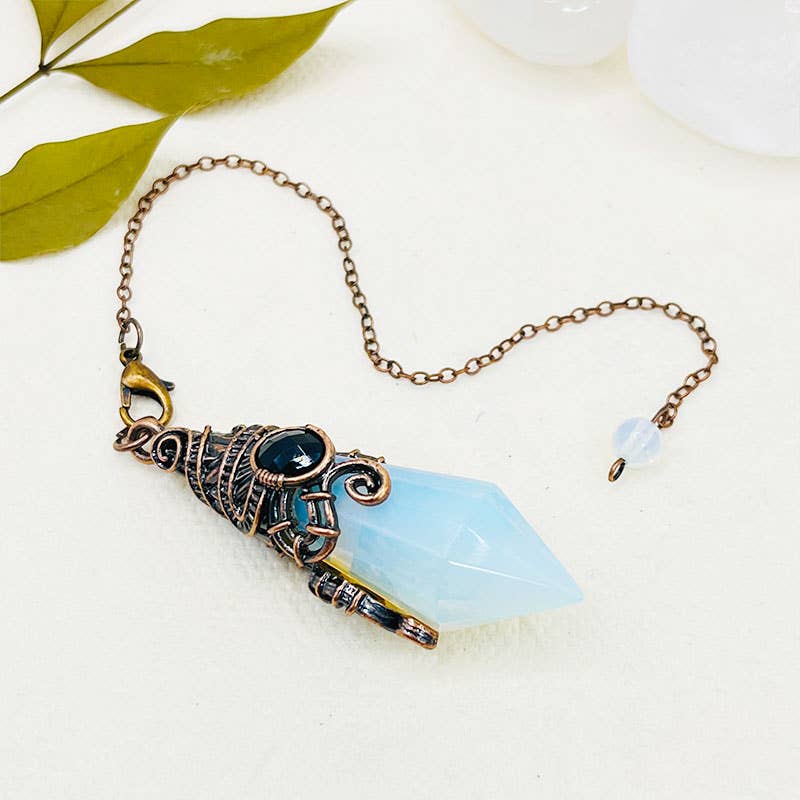 VINTAGE CRYSTAL HEXAGONAL PYRAMID PENDANT: OPAL - pendant - necklace - jewelry - Joy - Journey of You