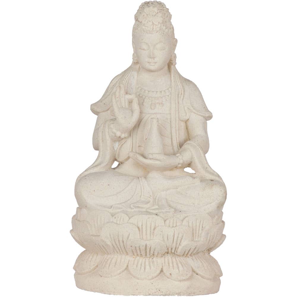 VOLCANIC STONE STATUE - WHITE KWAN YIN (EACH) - White Volcanic Stone Kwan Yin Statue  - energy of purity - Joy - Journey of You