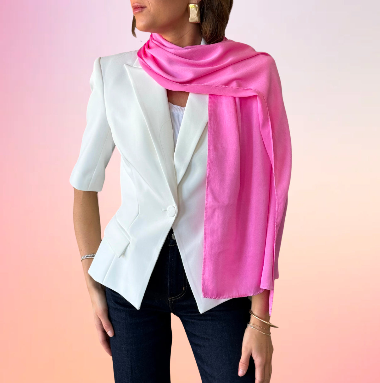 WRAPPED IN LOVE - HAND DYED SCARF - DARKER PINK - silk scarf - 100% Silk Charmeuse - Joy - Journey of You