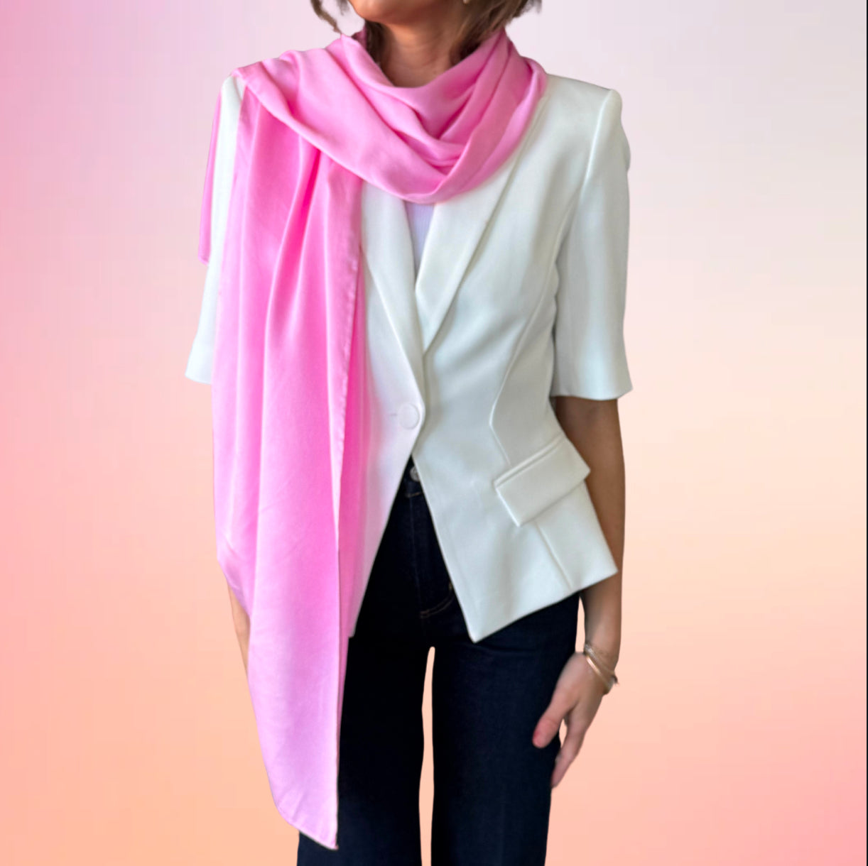 WRAPPED IN LOVE - HAND DYED SCARF - LIGHTER PINK - silk scarf - 100% Silk Charmeuse - Joy - Journey of You