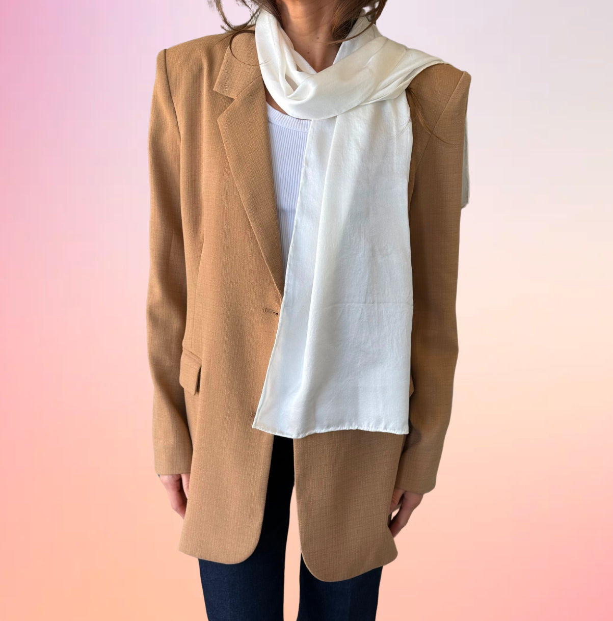 WRAPPED IN LOVE - HAND DYED SCARF - WHITE - silk scarf - 100% Silk Charmeuse - Joy - Journey of You