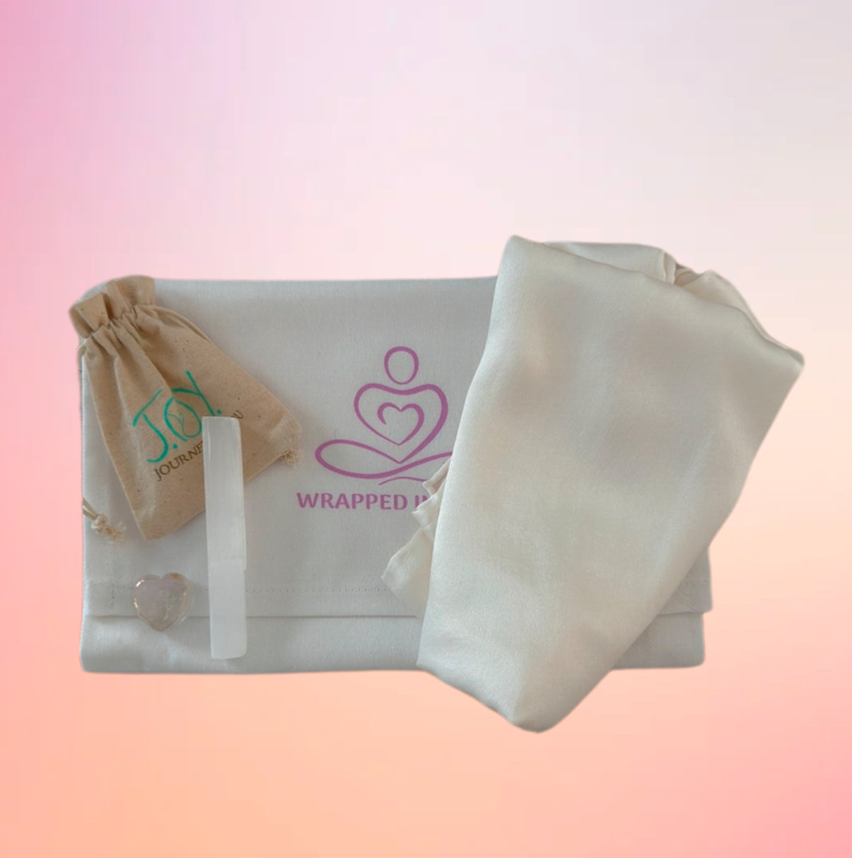 WRAPPED IN LOVE - HAND DYED SCARF - WHITE - silk scarf - 100% Silk Charmeuse - Joy - Journey of You