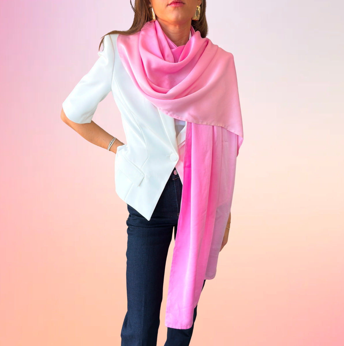 WRAPPED IN LOVE - HAND PAINTED SHAWL/WRAP - PINK/MULTI - silk scarf - 100% Silk Charmeuse - Joy - Journey of You
