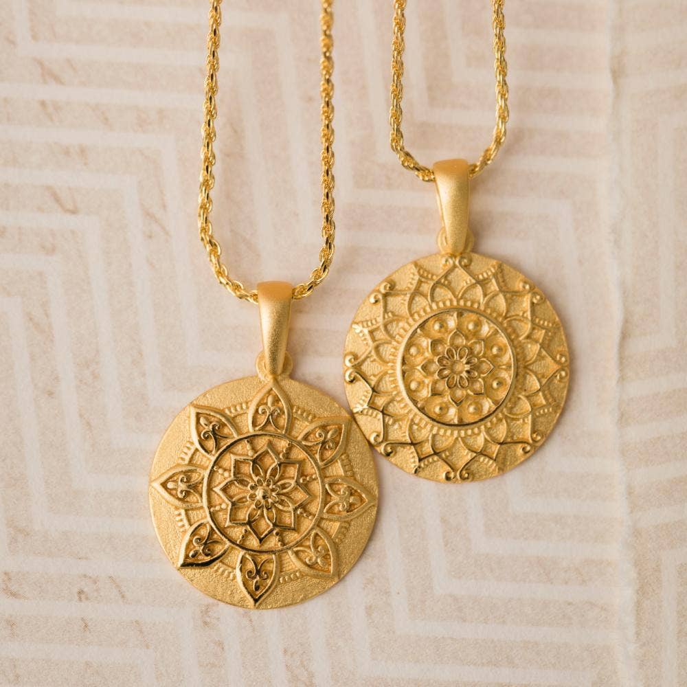I Am Worthy - inspirational Mantra® mandala necklace: Gold
