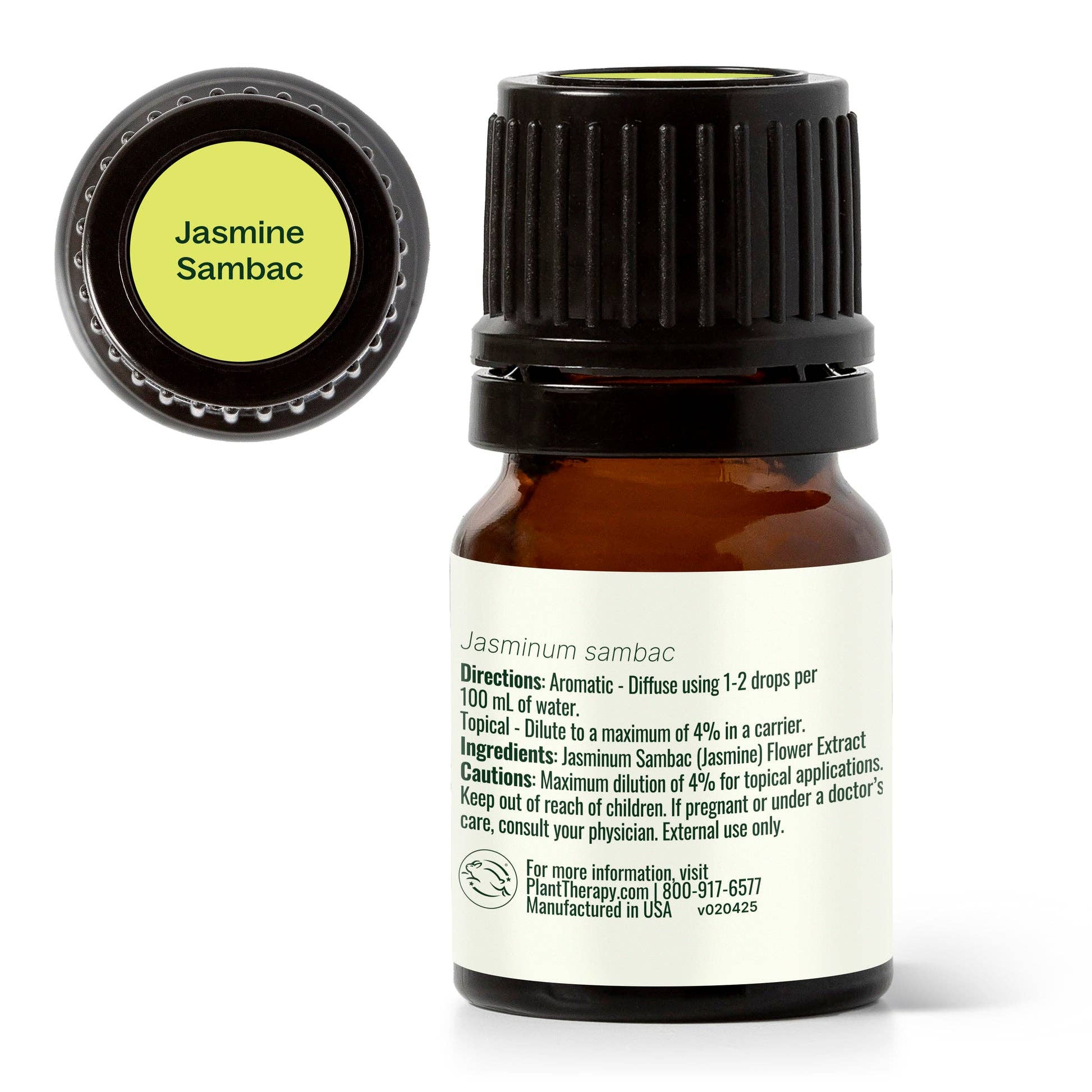 Jasmine Sambac essential oil bottle with label on a white background - JOY - Journey Of You - Spiritual, Holistic, Empowering