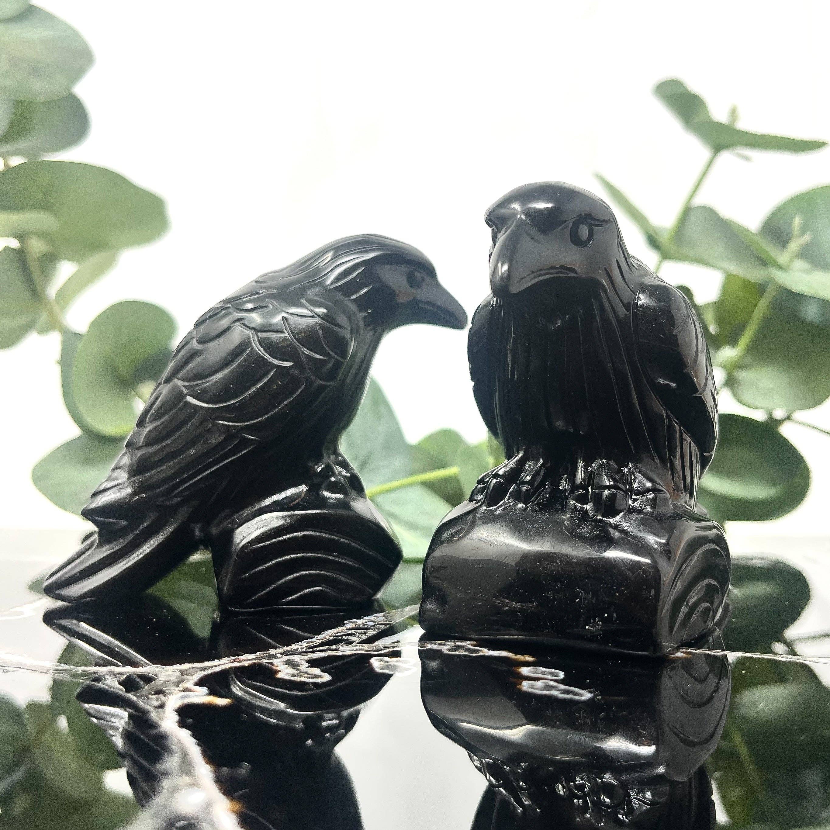 Obsidian Crow Carving