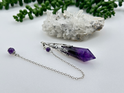 Amethyst Gemstone Art Deco Silver Color Pendulum