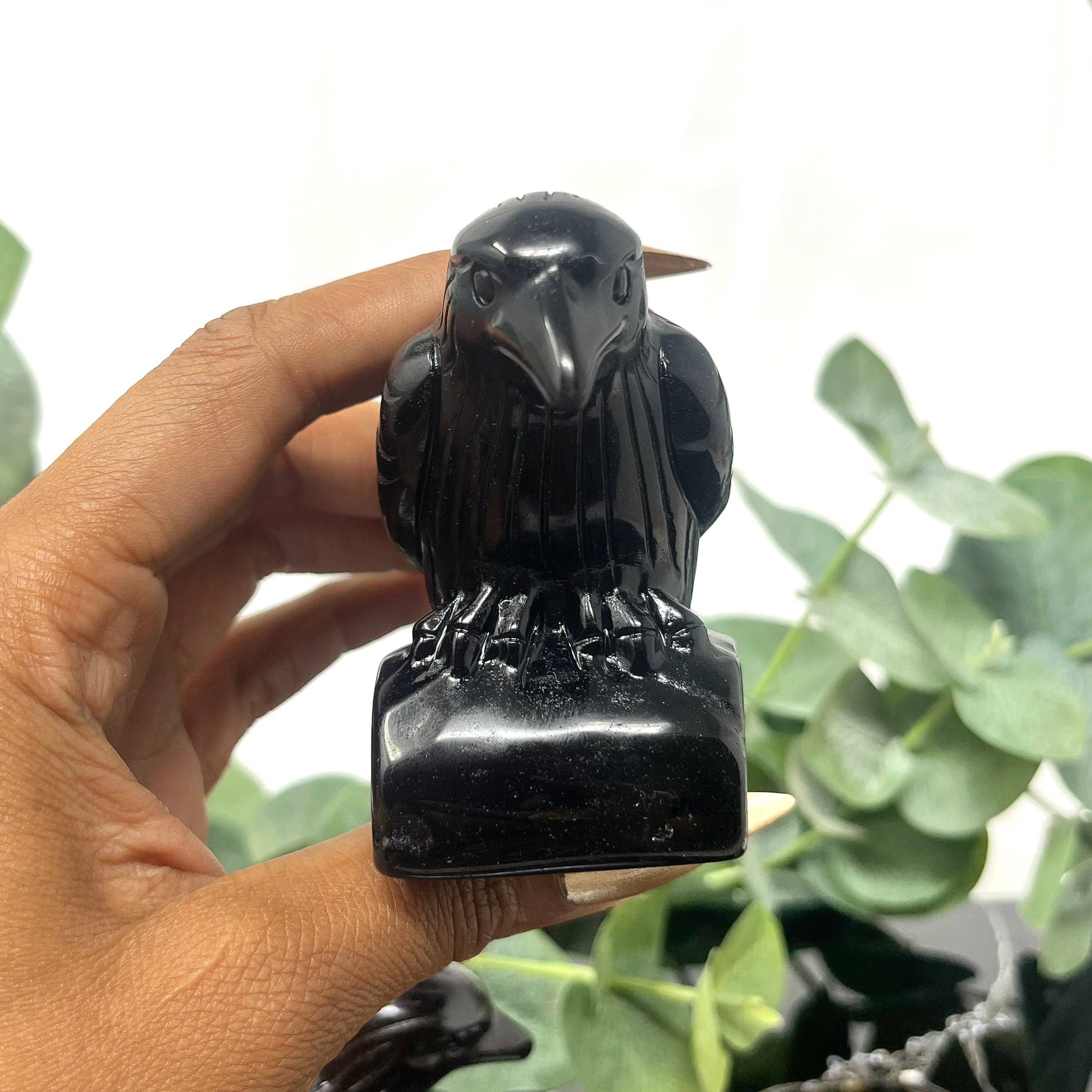 Obsidian Crow Carving