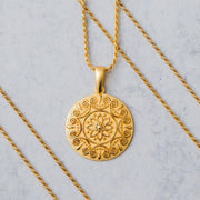 I Choose Joy - inspirational Mantra® mandala necklace: Yellow Gold
