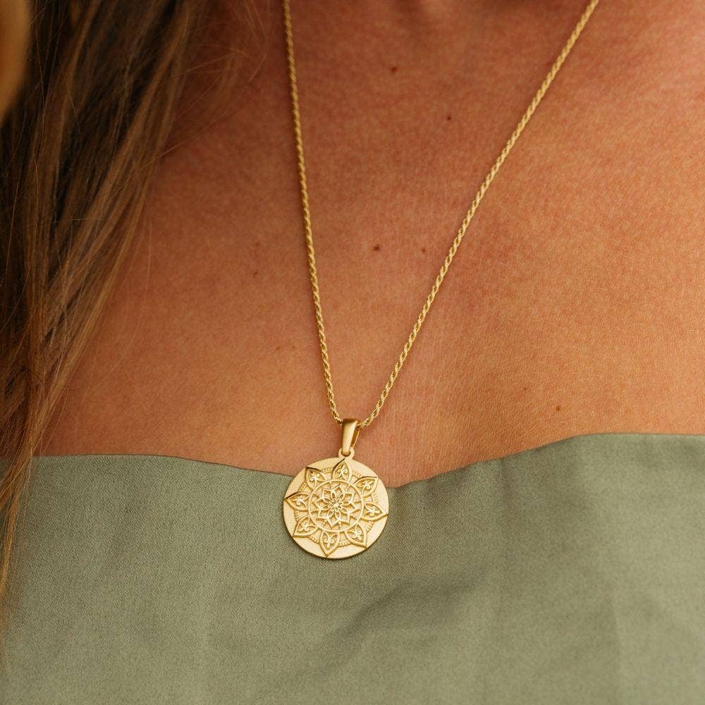 I Am Worthy - inspirational Mantra® mandala necklace: Gold