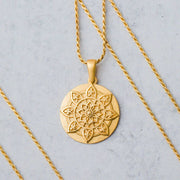 I Am Worthy - inspirational Mantra® mandala necklace: Gold