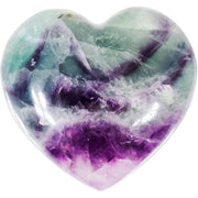 Heart-shaped crystal with purple and green colors on a white background - JOY - Journey Of You - Spiritual, Holistic, Empowering