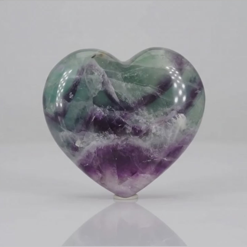 Puffed Gemstone Heart - Rainbow Fluorite
