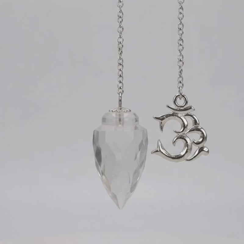 Gemstone Pendulum With Om Light Diffuser Clear Quartz