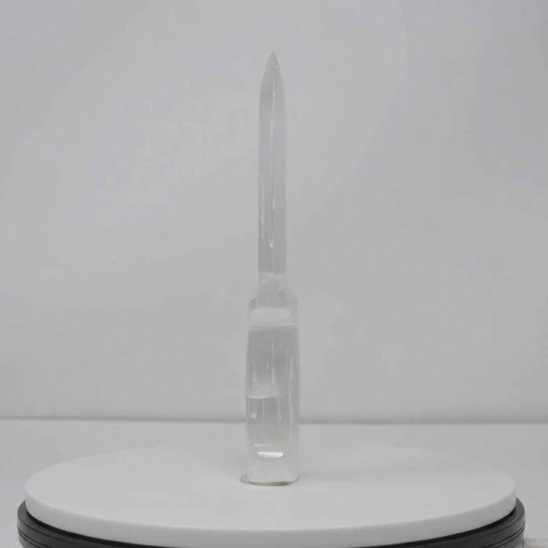 Load video: Selenite Crystal Knife _ Moroccan Selenite