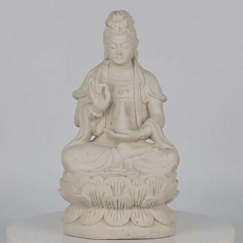 Volcanic Stone Statue - White Kwan Yin (Each)
