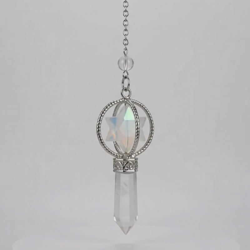 Opalite Merkabah Pendulum with Clear Quartz Point