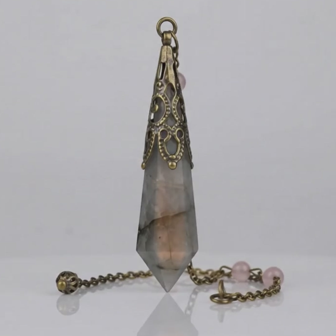 Load video: Grey Moonstone Protection Pendulum