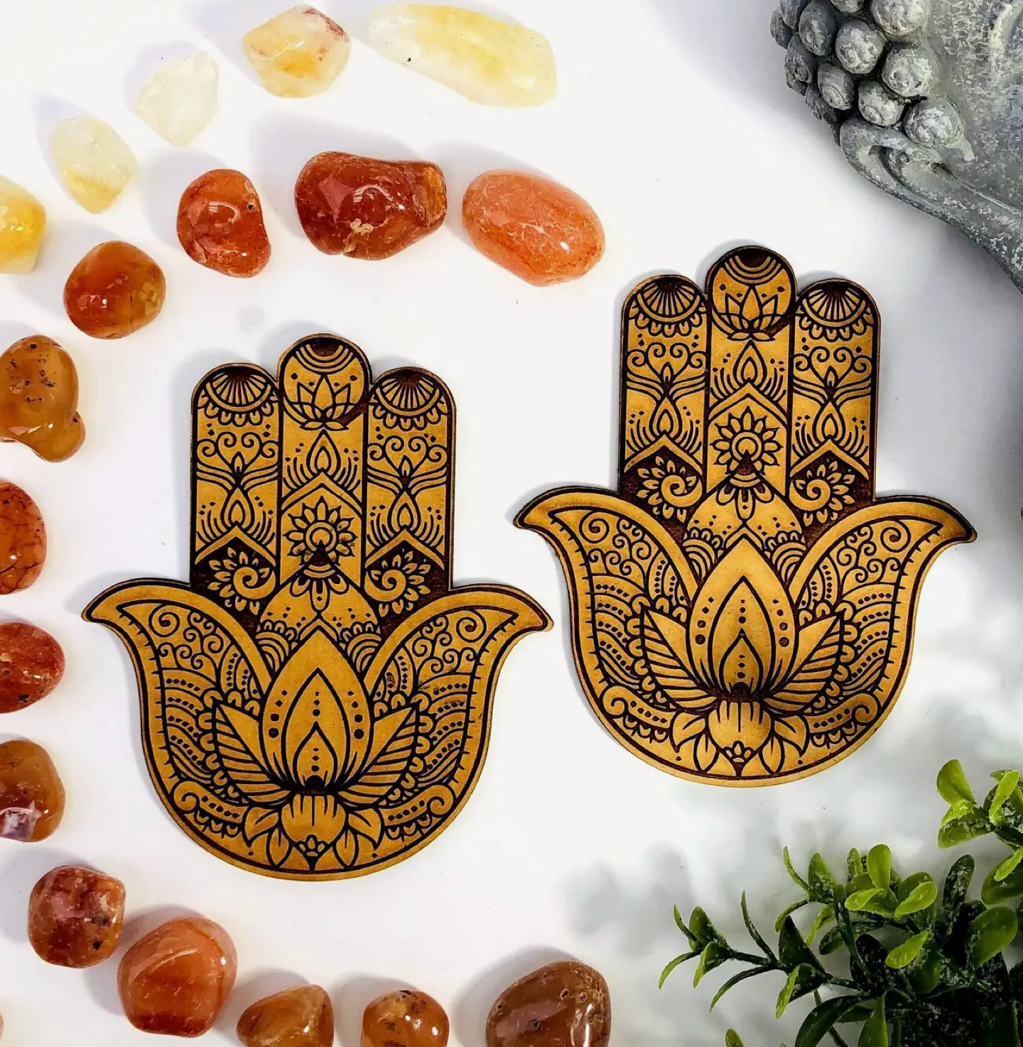 HAMSA HAND WOODEN ALTER DISPLAY - Wooden Hamsa Hand - These wooden hands are perfect to decorate your meditation space