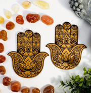 HAMSA HAND WOODEN ALTER DISPLAY - Wooden Hamsa Hand - These wooden hands are perfect to decorate your meditation space