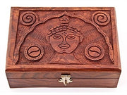 Lord Buddha Carved Wooden Box