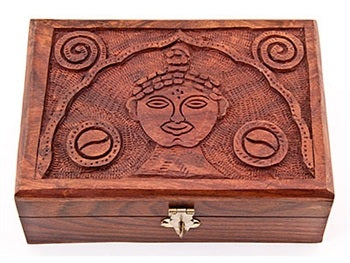 Lord Buddha Carved Wooden Box