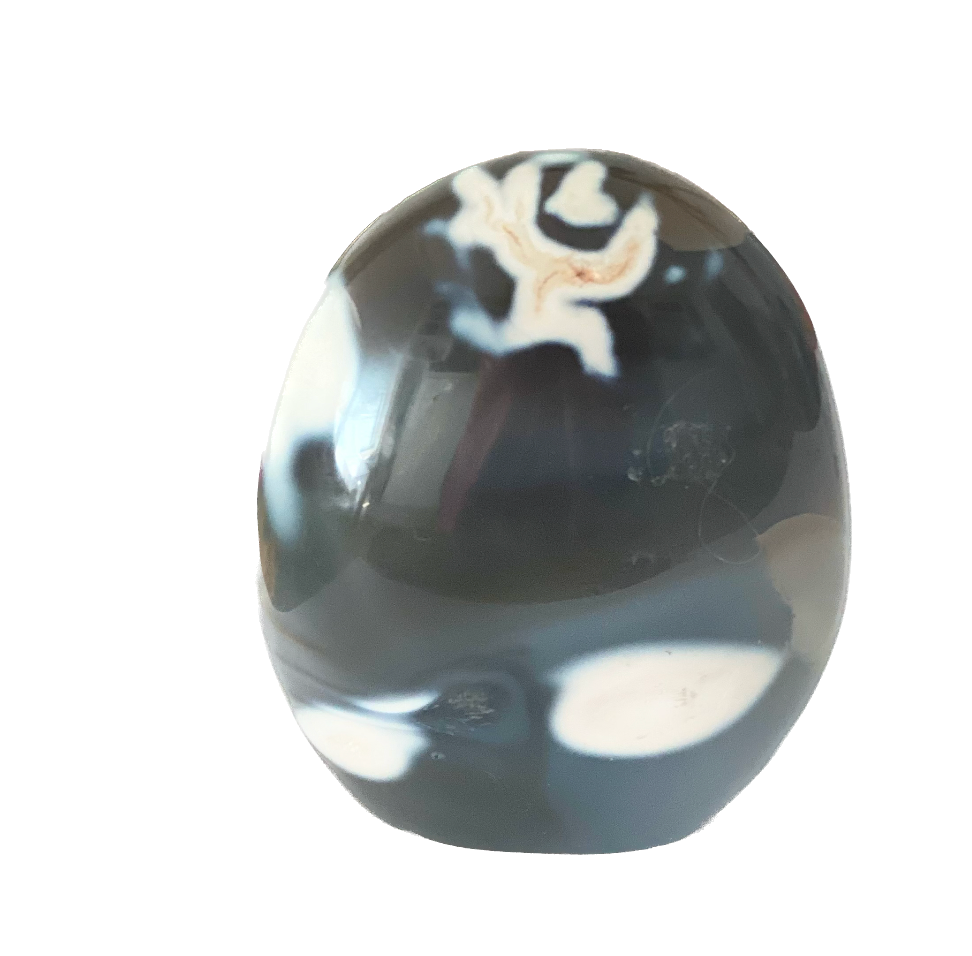ORCA AGATE FREE FORM - MEDIUM -  Named for its black/grey/white pattern resembling an Orca, or sometimes called Ocean Agate/Blue agate for its ocean tones, this stone is incredibly soothing - healing stone on Earth than an agate - There many different types of agates.
