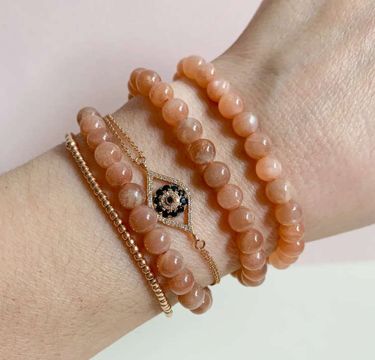 SUNSTONE CRYSTAL ENERGY STRETCH BRACELET (6MM) - Natural gemstone - bracelets with elastic stretch - feel the good vibes - SUNSTONE HEALING PROPERTIIES - Alleviates Stress.