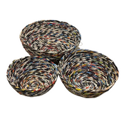 Recycled Magazine Baskets - Set of 3
