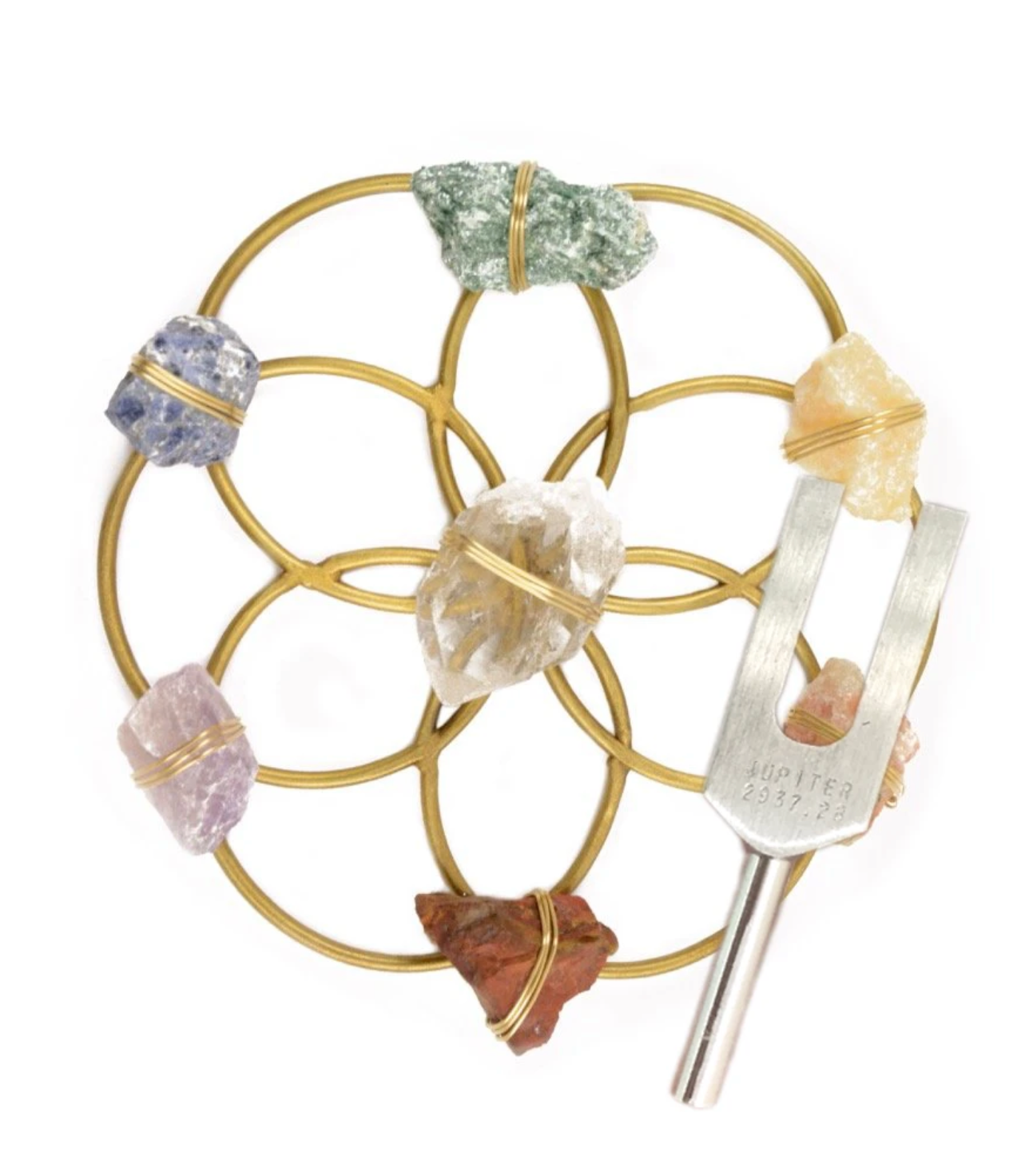 Tuning Fork & Chakra Crystal Grid Instrument Set for Sound Healing
