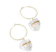 Aura Clear Quartz Hoop Earrings