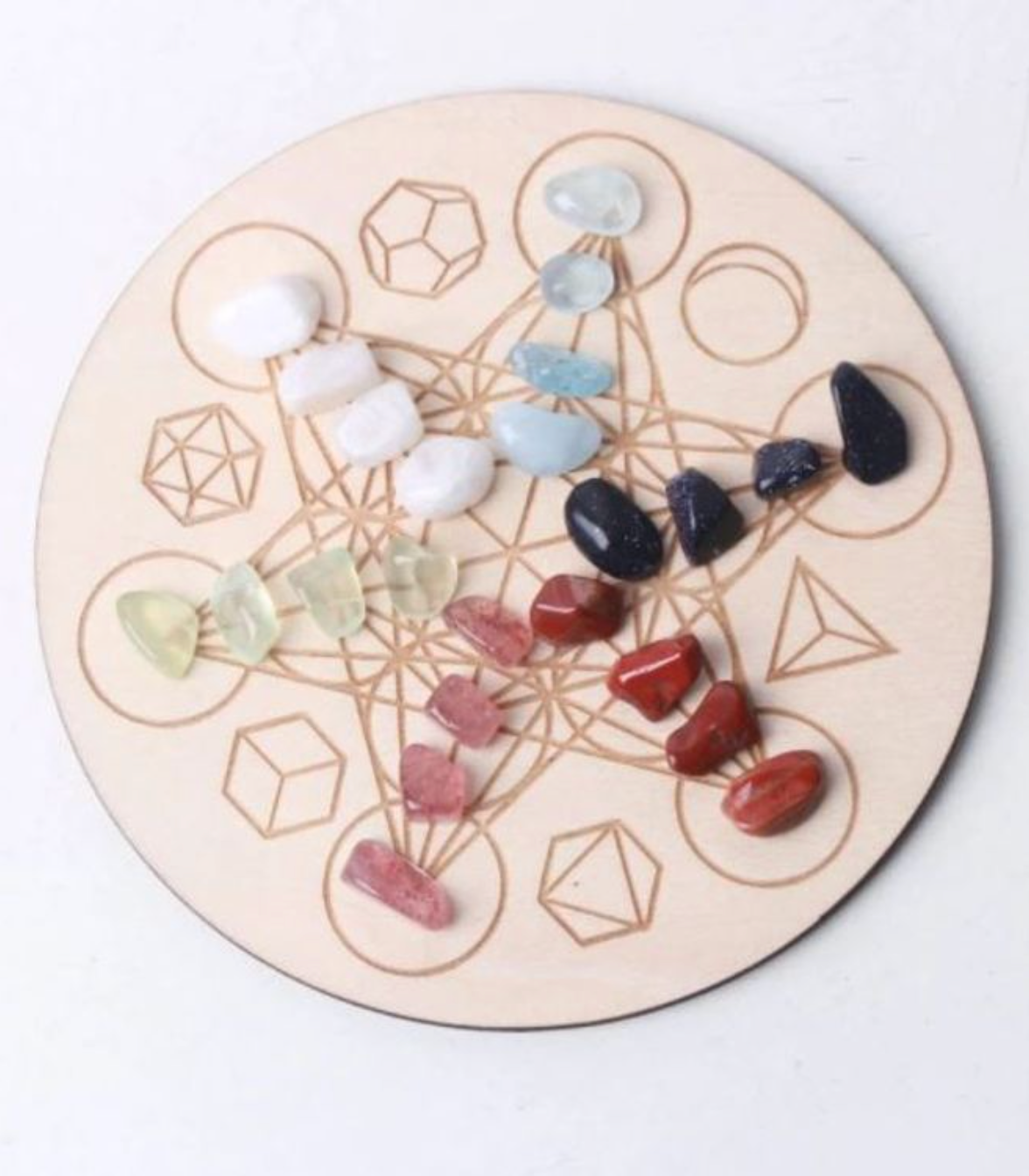 Wooden 4' Crystal Grid Board Set / Sacred Geometry Grid Board with Crystal Chips
