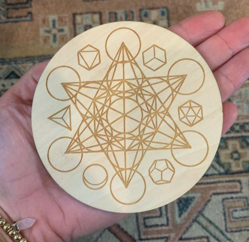 Wooden 4' Crystal Grid Board Set / Sacred Geometry Grid Board with Crystal Chips