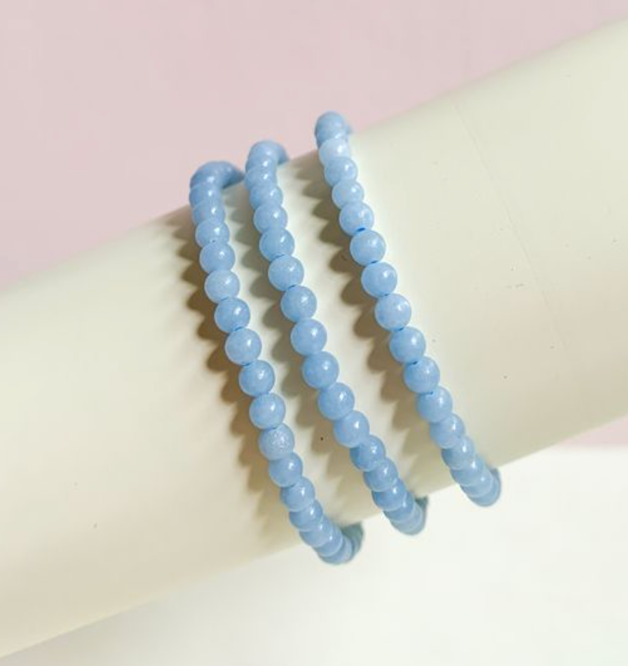 Angelite Crystal Energy Bracelet (4mm) / Crystal Stretch Bracelet