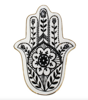 Hamsa Hand Catch All Trinket Dish with Gold Trim