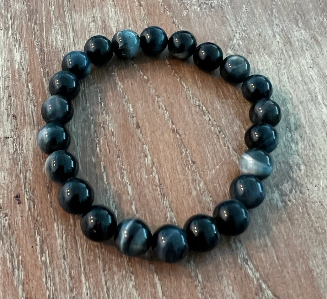 Blue Tigers Eye Beaded Bracelet