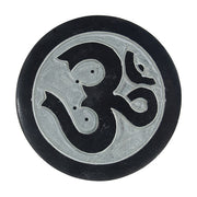 Black Soapstone Round Incense Holders - Om